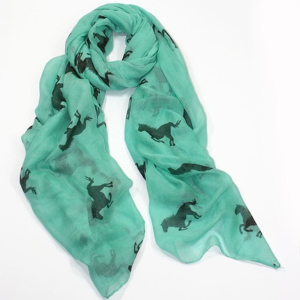 Caballo Aqua Horse Print Scarf