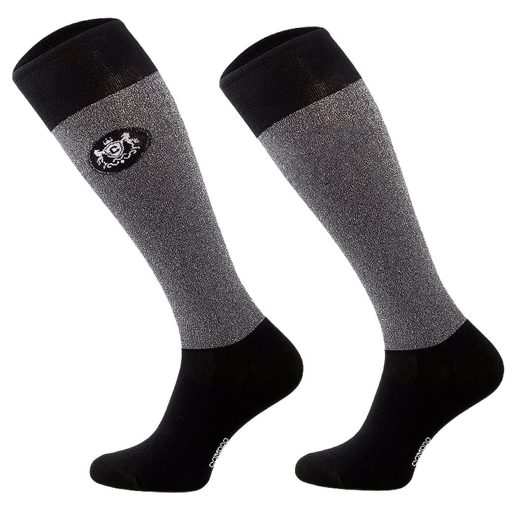 Silver / Black Sparkle Lurex Antibacterial Riding Socks