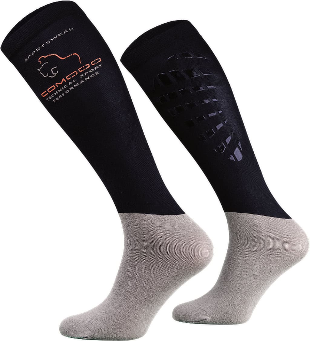 Navy Antibacterial Silicone Grip Riding Socks