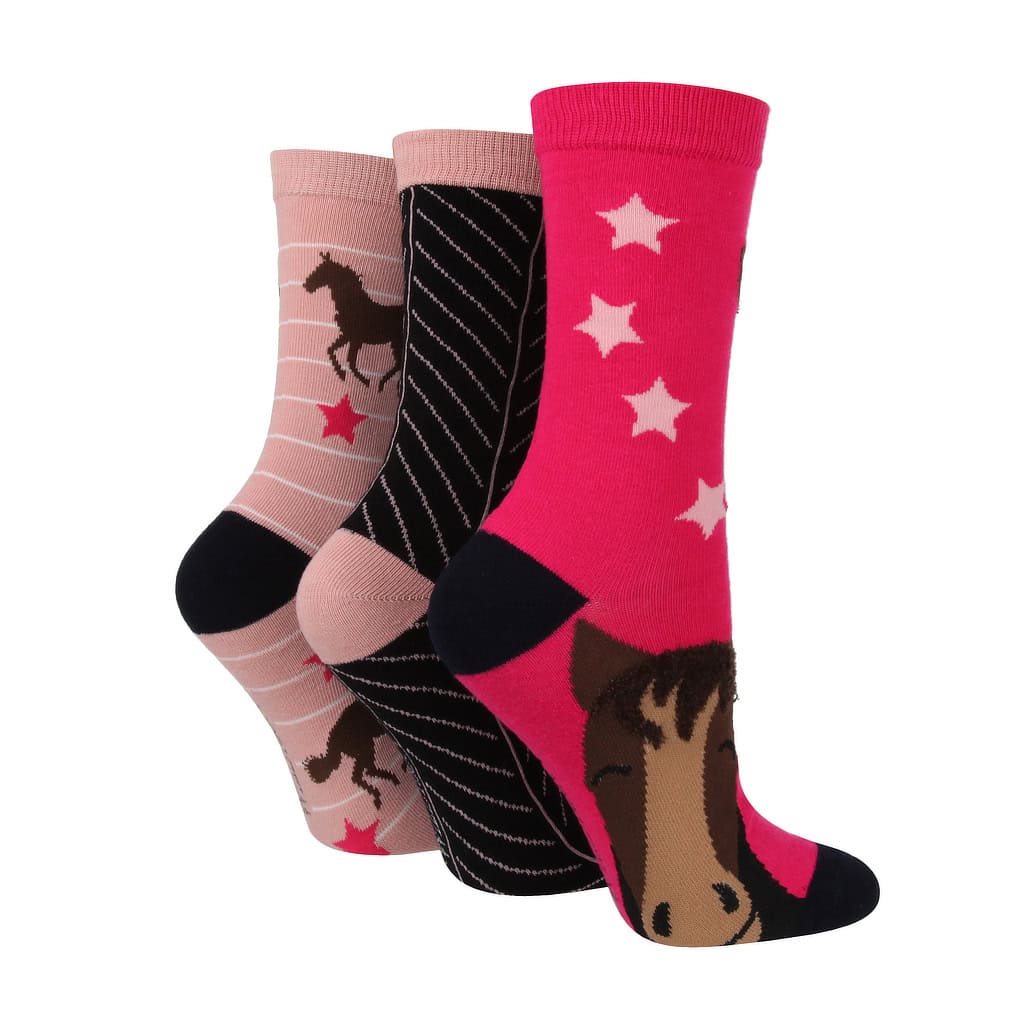 Pack of 3 pairs Cotton Rich Socks - Horse Design